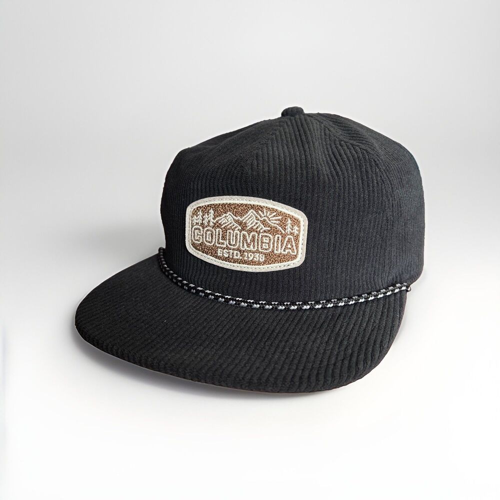 Columbia Corduroy Unisex Snapback Hat Hiking Outdoors black Gorpcore